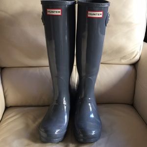 Hunter original tall rain boots grey gloss